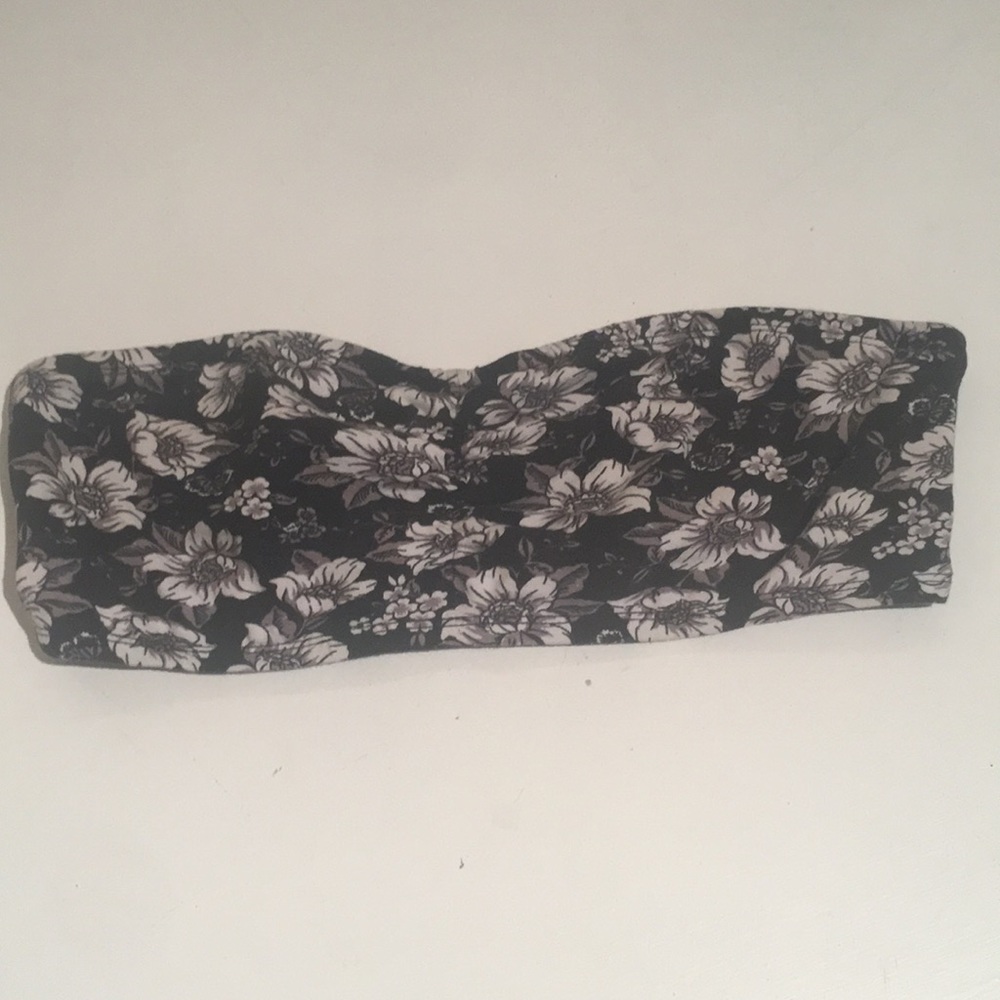 Material girl black white grey floral bandeau